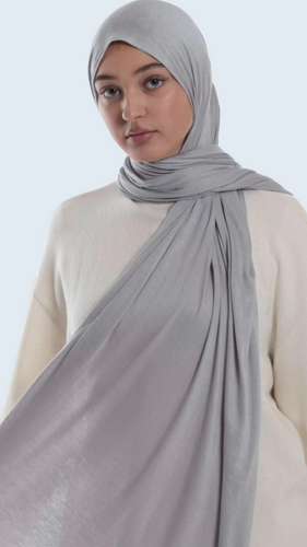 Premium Cotton Jersey Hijab in Steel Grey - House of Mästore