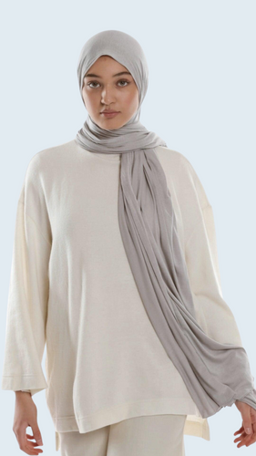 Premium Cotton Jersey Hijab in Silver Mist (Light grey) - House of Mästore