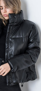 Faux leather puffer