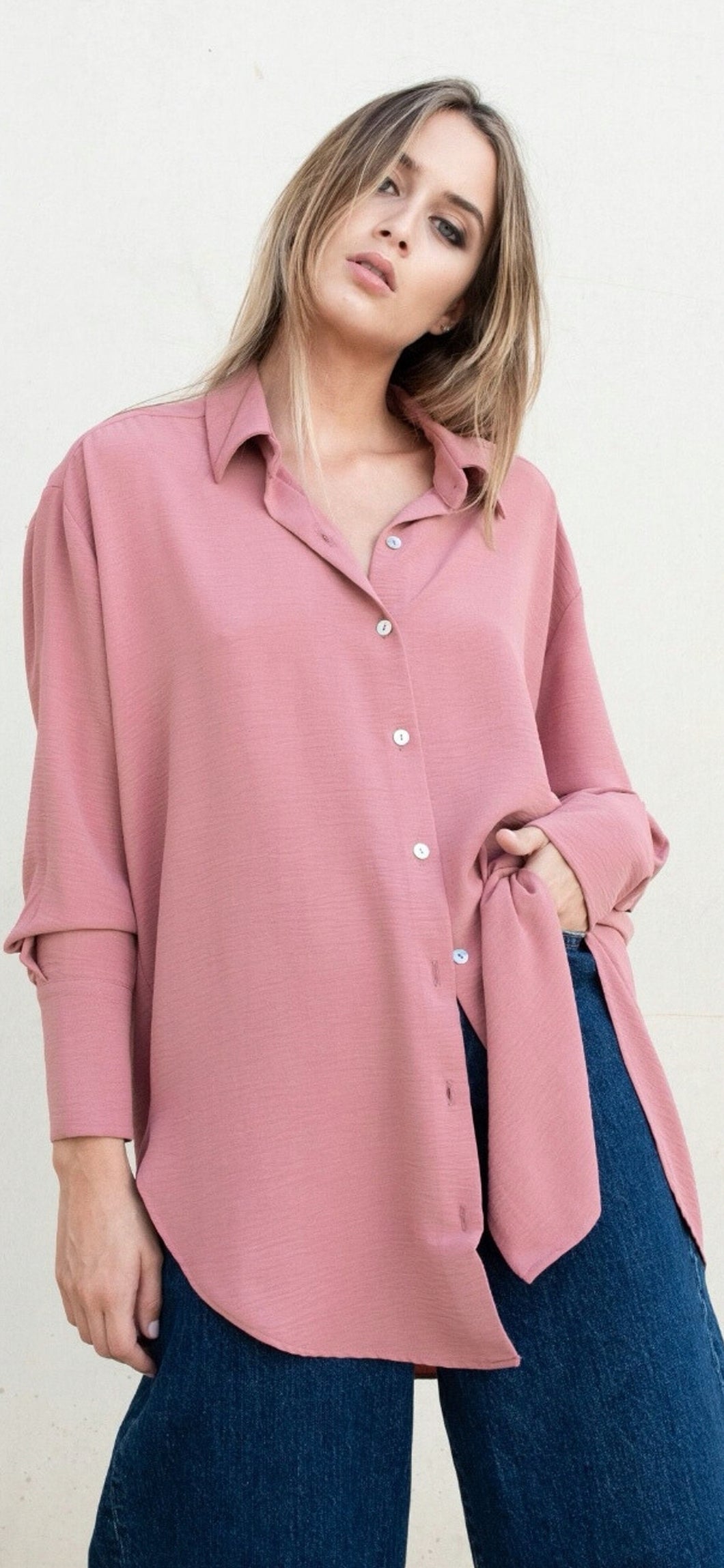 Oversized jazz shirt-Old rose by CLP