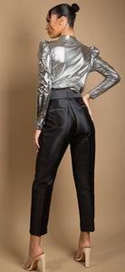 Satin tailored trousers-Black