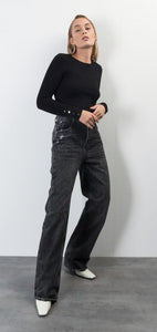 Straight high rise jeans-Grey by CLP