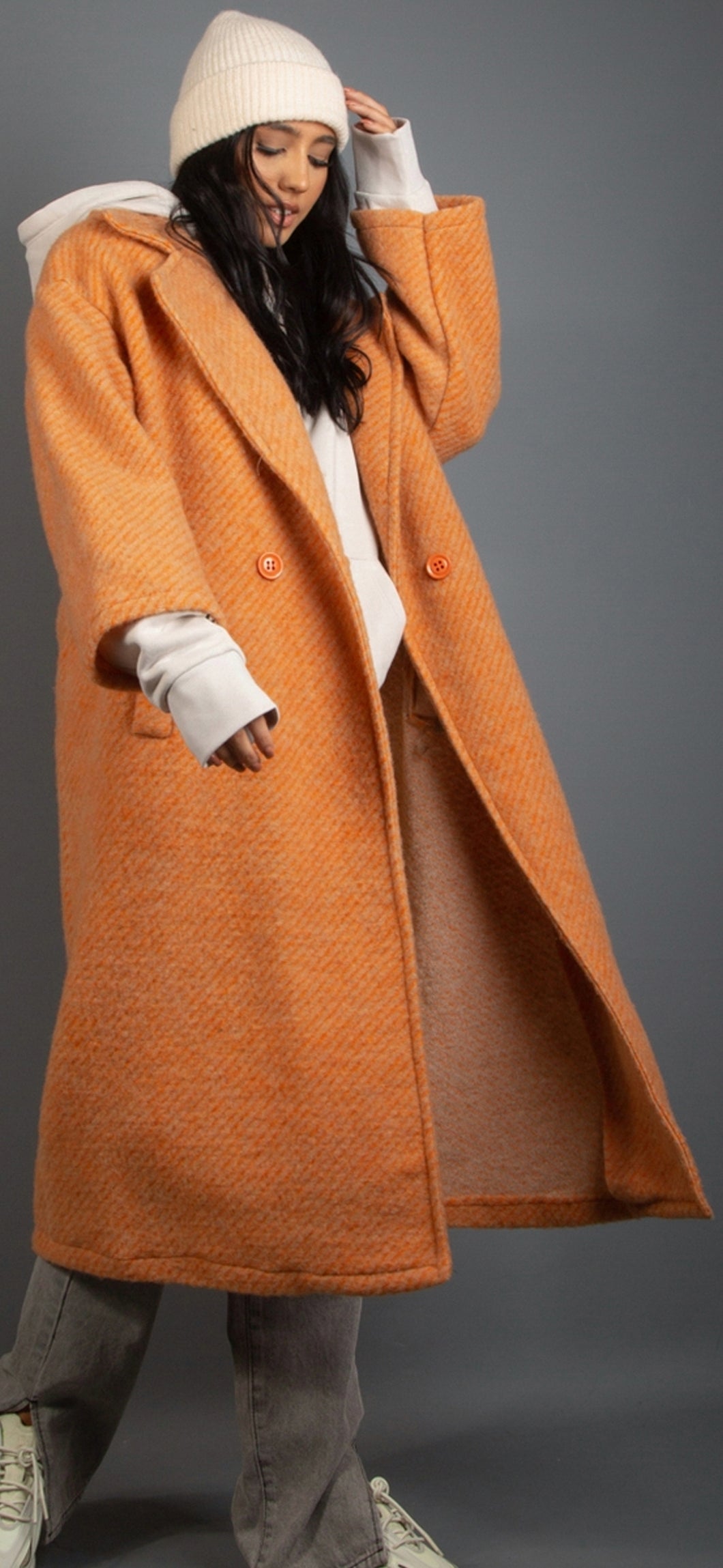 Wool blend coat-Orange