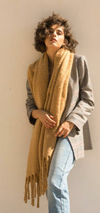 Oversized fringed scarf-salted Caramel by Linú