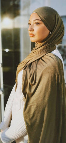 Premium Cotton Jersey Hijab in Khaki Green - House of Mästore