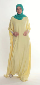 Kaya silk kaftan-Smooth yellow by Mästore