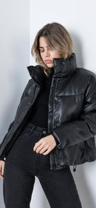 Faux leather puffer