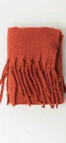 Oversized fringed scarf-Burnt Orange by Linú