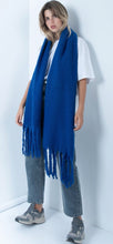 Load image into Gallery viewer, Oversized fringed scarf-Cobalt by CLP