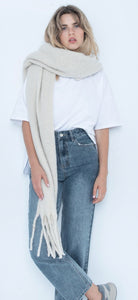 Oversized fringed scarf-Cream by CLP