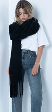 Load image into Gallery viewer, Oversized fringed scarf-Black by Linú