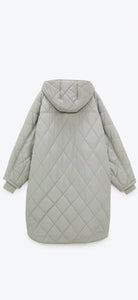 Oversize quilted parka-Taupe