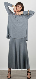 Elenay pleated skirt-Stone grey by Noi