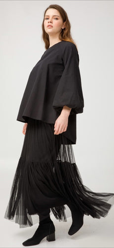 Tulle closh skirt-Black by Noi