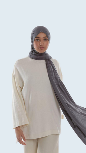 Premium Cotton Jersey Hijab in Concrete (Mid Grey) - House of Mästore