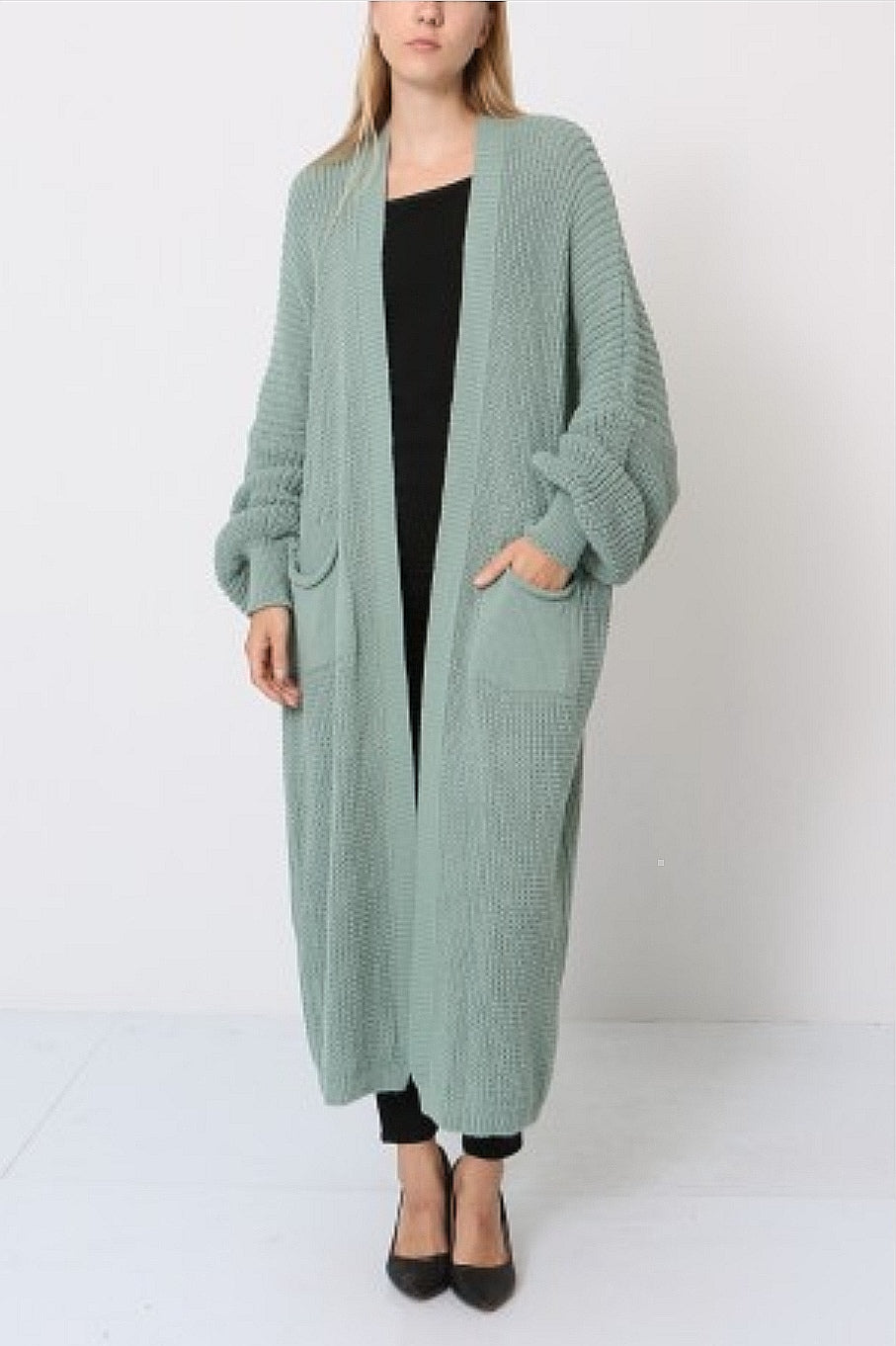 Longline cardigan-Sage