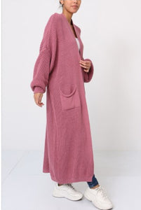 Longline cardigan-Framboise