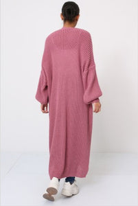 Longline cardigan-Framboise